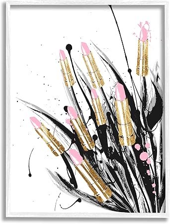 Stupell Industries Contemporary Lipstick Glam Makeup Framed Wall Art, Design by Lil' Rue