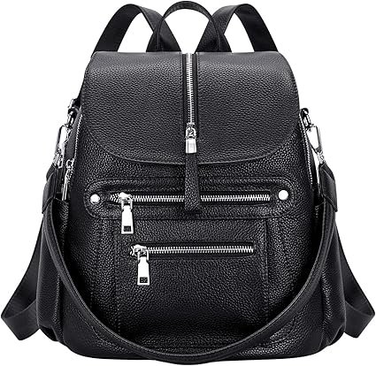 ALTOSY Leather Backpack Purse for Women Fashion Casual Handbag with Multi Pockets and Flap