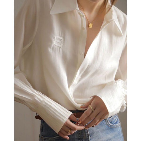 A Niche Chic Chiffon White Shirt For Women - Image 4
