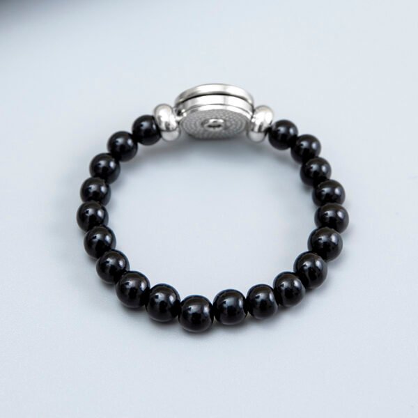 Letter Glass Snap Buttons Charm Bracelet Black Beads Bangles - Image 3