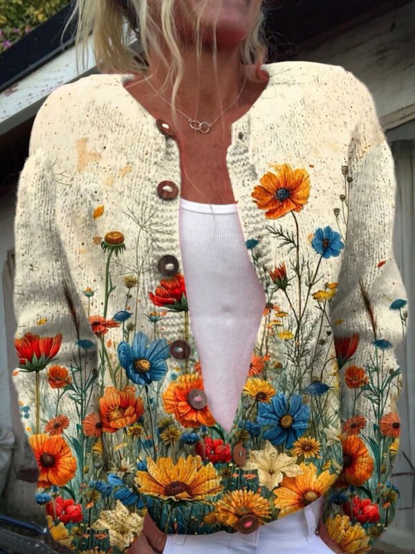 3D Digital Printing Cardigan Knitted Coat Women - Image 9