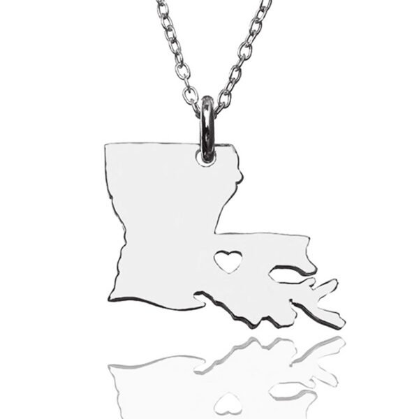 USA Louisiana State Map Stainless Steel Necklace - Image 2