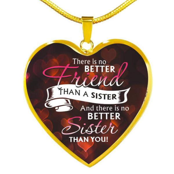 Best Friend Sister Heart Epoxy Pendant Inspirational Necklace - Image 4