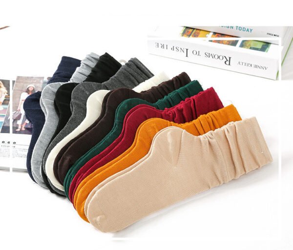 Women's Thin Solid Color Retro Long Socks - Image 2