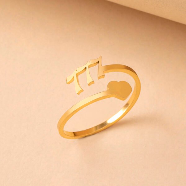 Heart Lucky Number Ring Adjustable Size Stainless Steel Jewelry - Image 8