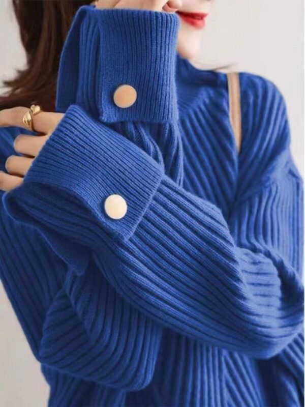 Autumn And Winter Japanese And Korean New Half Turtleneck Sweater Design Cuff Sweater For Women - Image 8