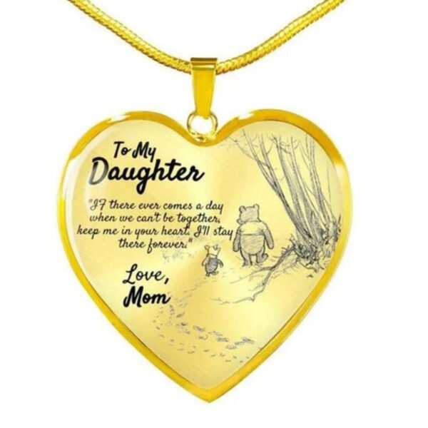 Cute Bear Mom To My Daughter Heart Pendant Necklace - Image 3