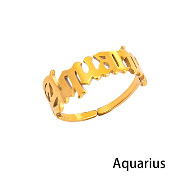 12 Constellation Horoscope Letter Stainless Steel Rings For Women - Image 5