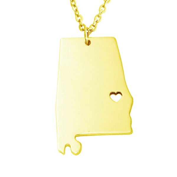 USA Alabama State Map Stainless Steel Necklace - Image 2