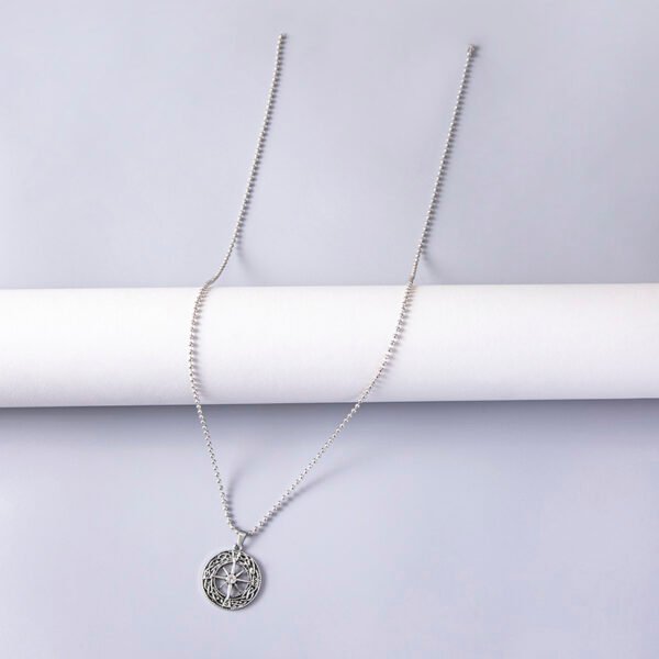 Vintage Antique Silver Plated Hollow Compass Pendant Viking Necklaces - Image 5