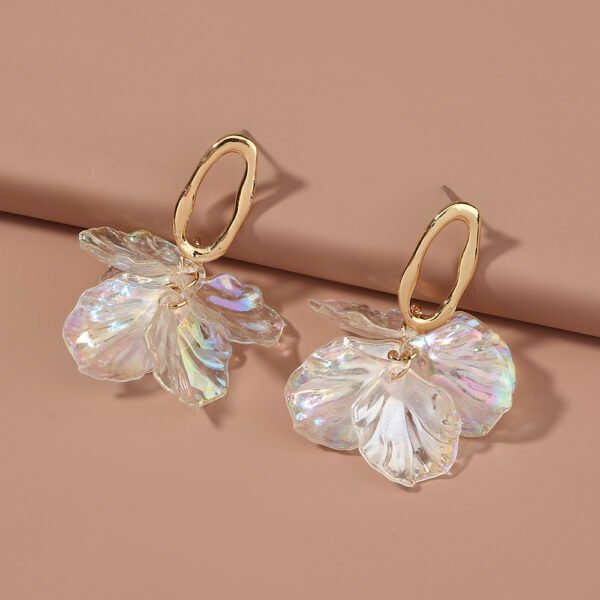 Abnormity Oval earring with colorful transparent petals - Image 3