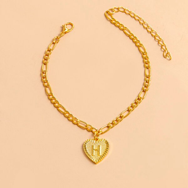 Initial Letter Anklet Gold Color Heart Pendant Foot Bracelets Women - Image 4