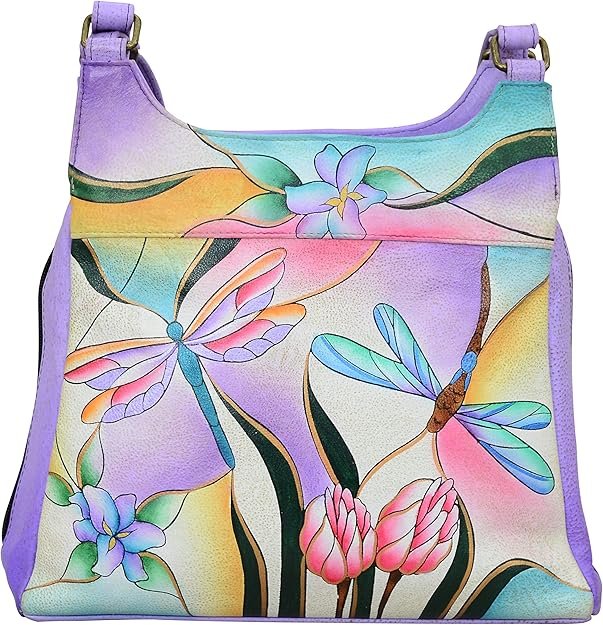 Anna by Anuschka Hand-Painted Original Artwork, Genuine Leather - Triple Compartment Satchel