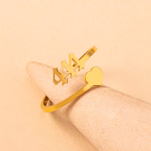 Heart Lucky Number Ring Adjustable Size Stainless Steel Jewelry - Image 4