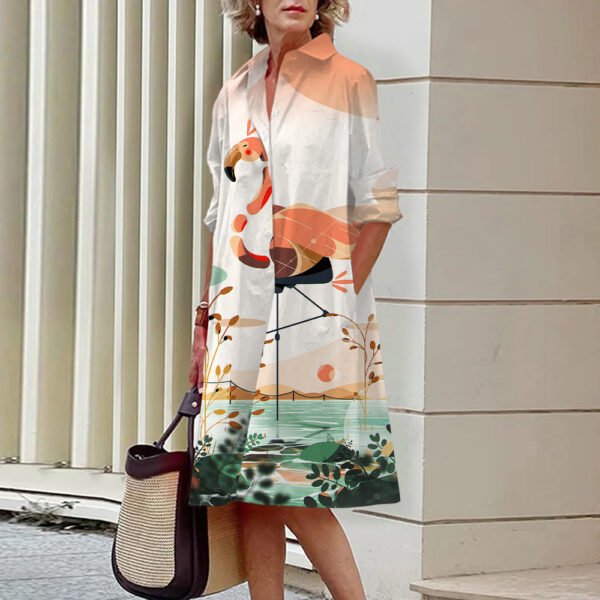 3D Digital Printing Casual Loose Women's Shirt Dress - Image 10