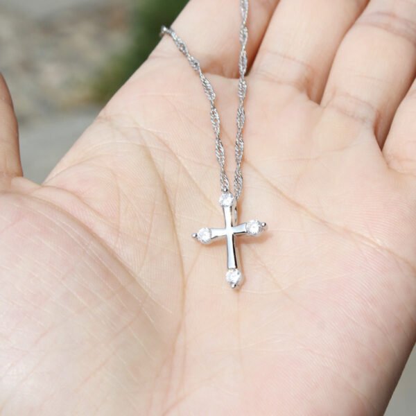 White Zircon Cross pendant, fashion with European and American style necklace accessories - Image 4