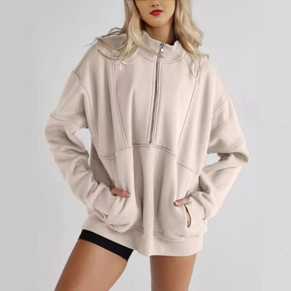 Women's Zipper Pocket Fashion Casual Exercise Sweater - Image 4