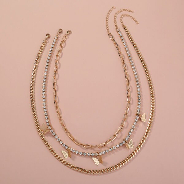 Butterfly diamond-studded multi-layer necklace - Image 5