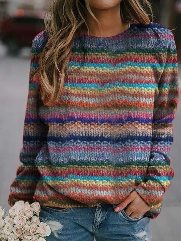 3D Printed Loose Round Neck Fashion Women's Sweater - Image 8