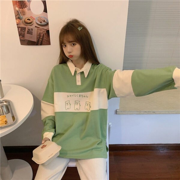 Women's Sweater Design Sense Stitching Printing Korean Loose Mid-length Coat - Image 7