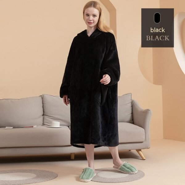 Autumn And Winter Thickened Hooded Double-layer Composite Flannel Lazy Blanket Home Wear - Image 9