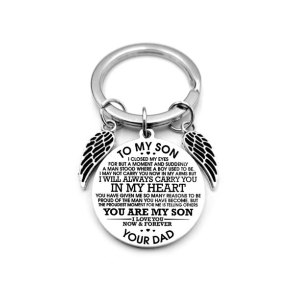 Angel Wings Heart To My Son Inspirational Keychain - Image 5