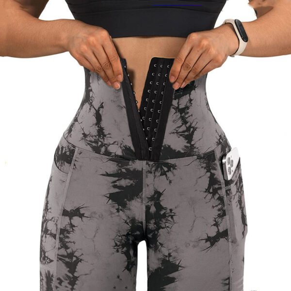 Women's Yoga Sports Patchwork Pocket Tie-dye Leggings - Image 2