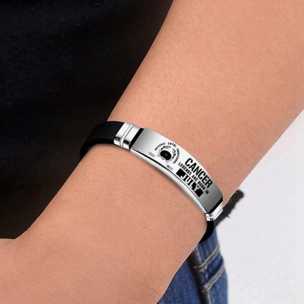 12 Zodiac Sign Constellation Stainless Steel Silicone Band Adjustable Bracelet Bangle - Image 3