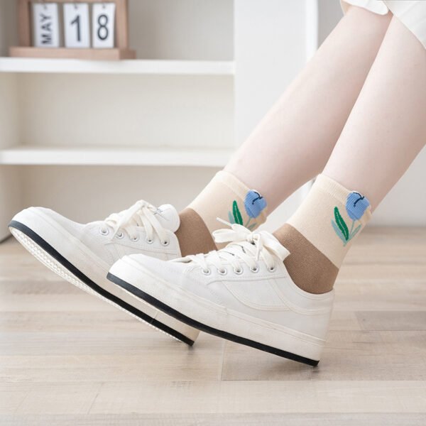 Autumn Women's Morandi Mid-calf Color Matching Socks - Image 7