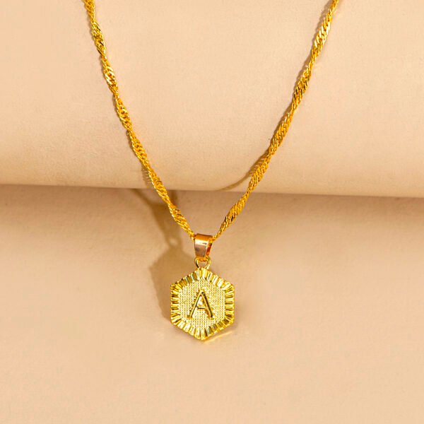 Initial Letter Hexagon Pendant Necklace For Women Jewelry - Image 10