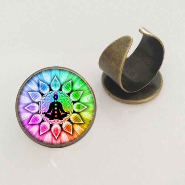 Yoga Chakra Mandala Glass Necklace Hinduism Buddhism Zen Jewelry - Image 9