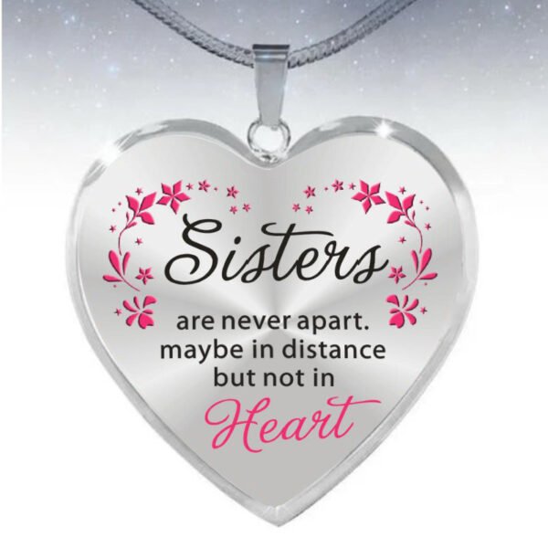 Best Friend Sister Heart Epoxy Pendant Inspirational Necklace - Image 5