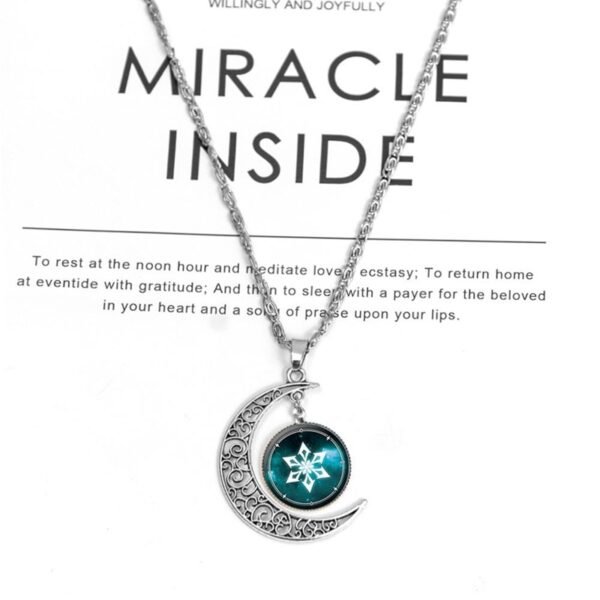 Vintage Hollow Moon Pendant Necklace Genshin Impact Eye of God Weapon Props Dome Glass Necklaces For Women - Image 8