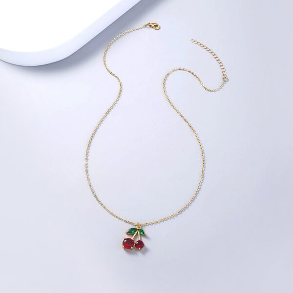 Trendy Red Zircon Cherry fruit necklace pendant necklace - Image 2
