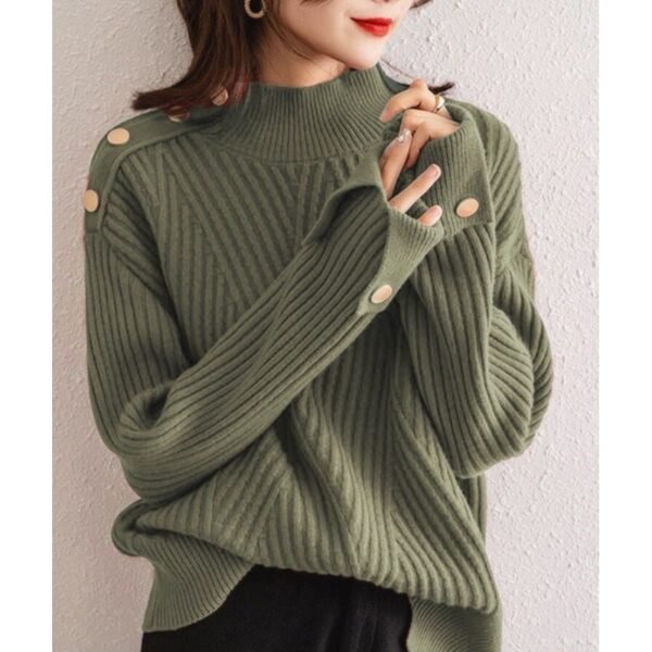 Autumn And Winter Japanese And Korean New Half Turtleneck Sweater Design Cuff Sweater For Women - Image 6
