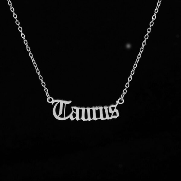 12 Constellation Letter Stainless Steel Pendant Silver Chain Necklace - Image 10