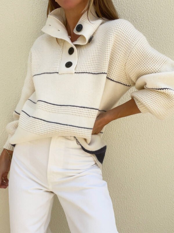 Autumn And Winter Women's Loose Striped Turtleneck Sweater - Image 8