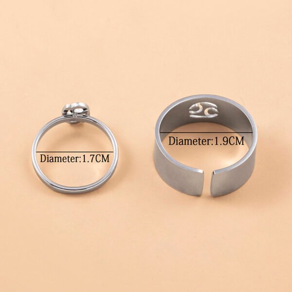 12 Constellation Sign Stainless Steel Couple Ring Knuckle Finger Rings - Image 4