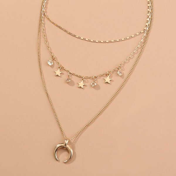 The stars, the crescent moon, the brass chain, the multi-layered necklace - Image 2