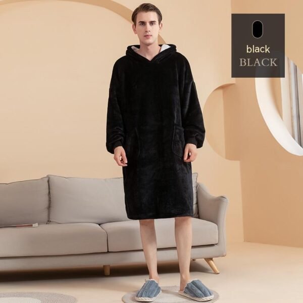 Autumn And Winter Thickened Hooded Double-layer Composite Flannel Lazy Blanket Home Wear - Image 10