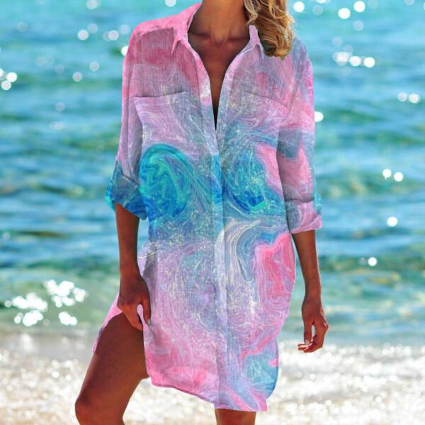Women's Vacation Beach Bikini Jacket Printed Shirt - Image 10