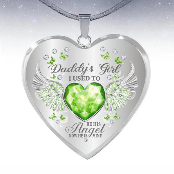 12 Colors Birthstone Angel Wings Heart Pendant Epoxy Necklace - Image 7