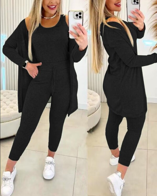 Women's Vest Pants Inverness Solid Color 3-piece Set - Image 4