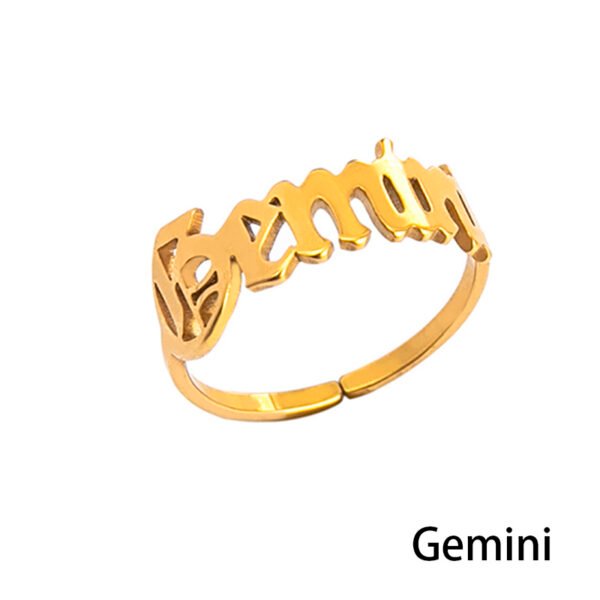 12 Constellation Horoscope Letter Stainless Steel Rings For Women - Image 9