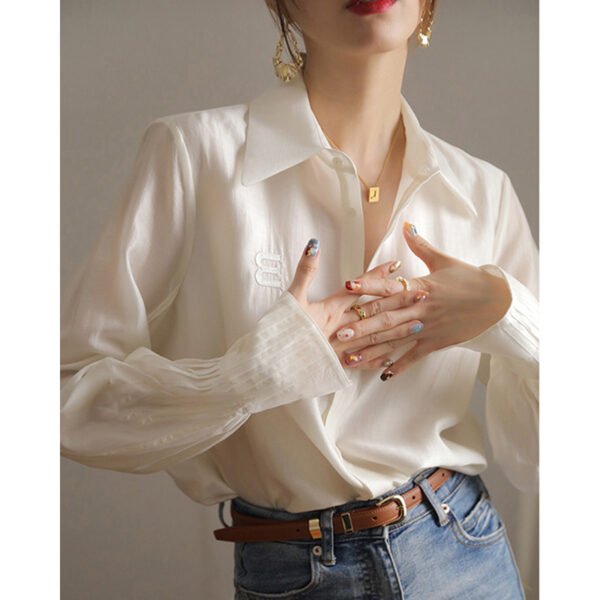A Niche Chic Chiffon White Shirt For Women - Image 6