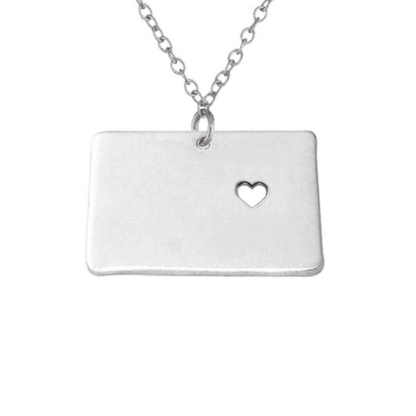 USA Wyoming State Map Stainless Steel Necklace - Image 2