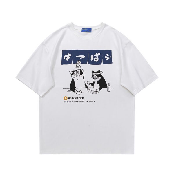 Letter Cartoon Print Breathable Loose Round Neck Short Sleeve T-Shirt - Image 2