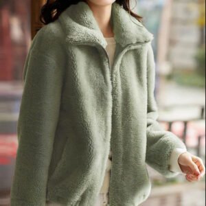 Autumn And Winter Cardigan Sports Double-sided Fleece Top For Women