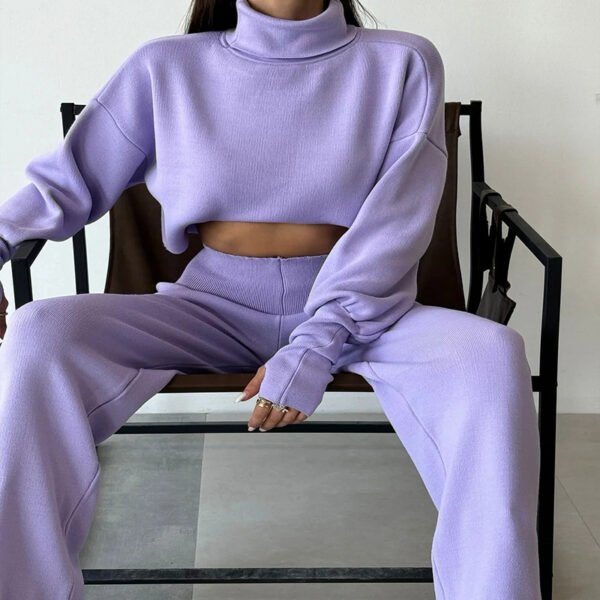 Autumn And Winter New European And American Turtleneck Loose Long Sleeve Top Female Casual Fashion Set - Image 8