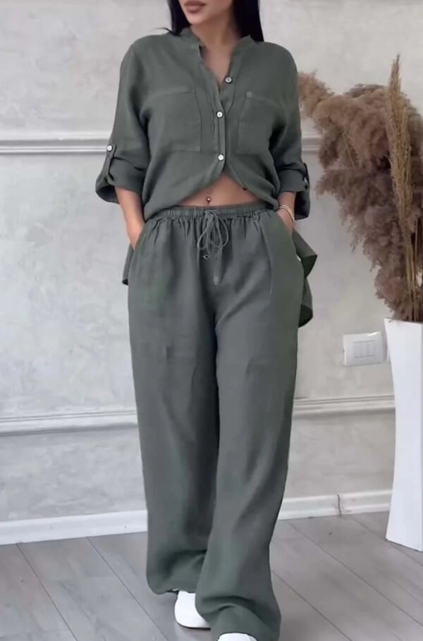 Women's Wide-leg Pants Lace-up Two-piece Suit - Image 7